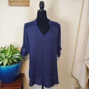 Blue IZ Byer Women's Blouse, Deep Blue,  Large